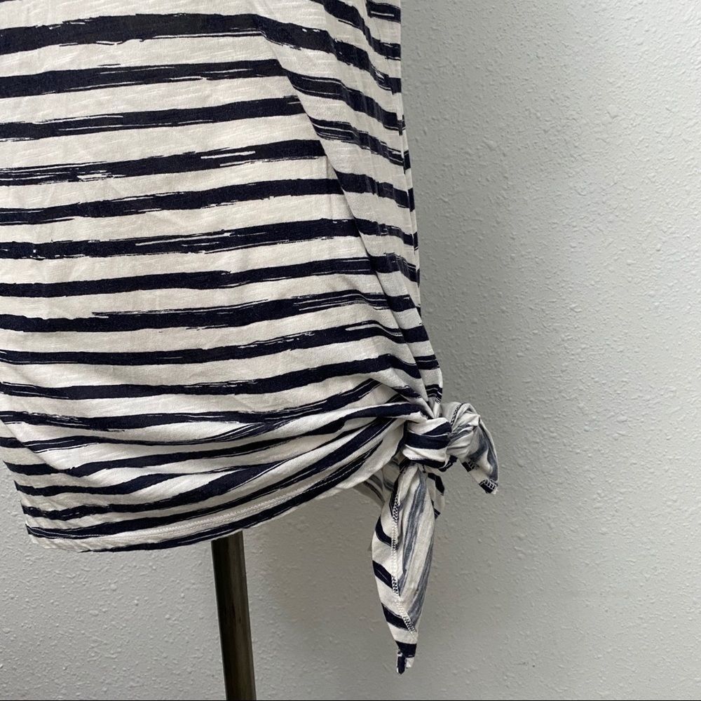 Michael Kors Striped Relaxed Fit  Tie Hem Top - Picture 6 of 7